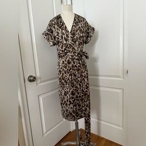J. Crew Ocelot Tie Wrap Dress, Small
